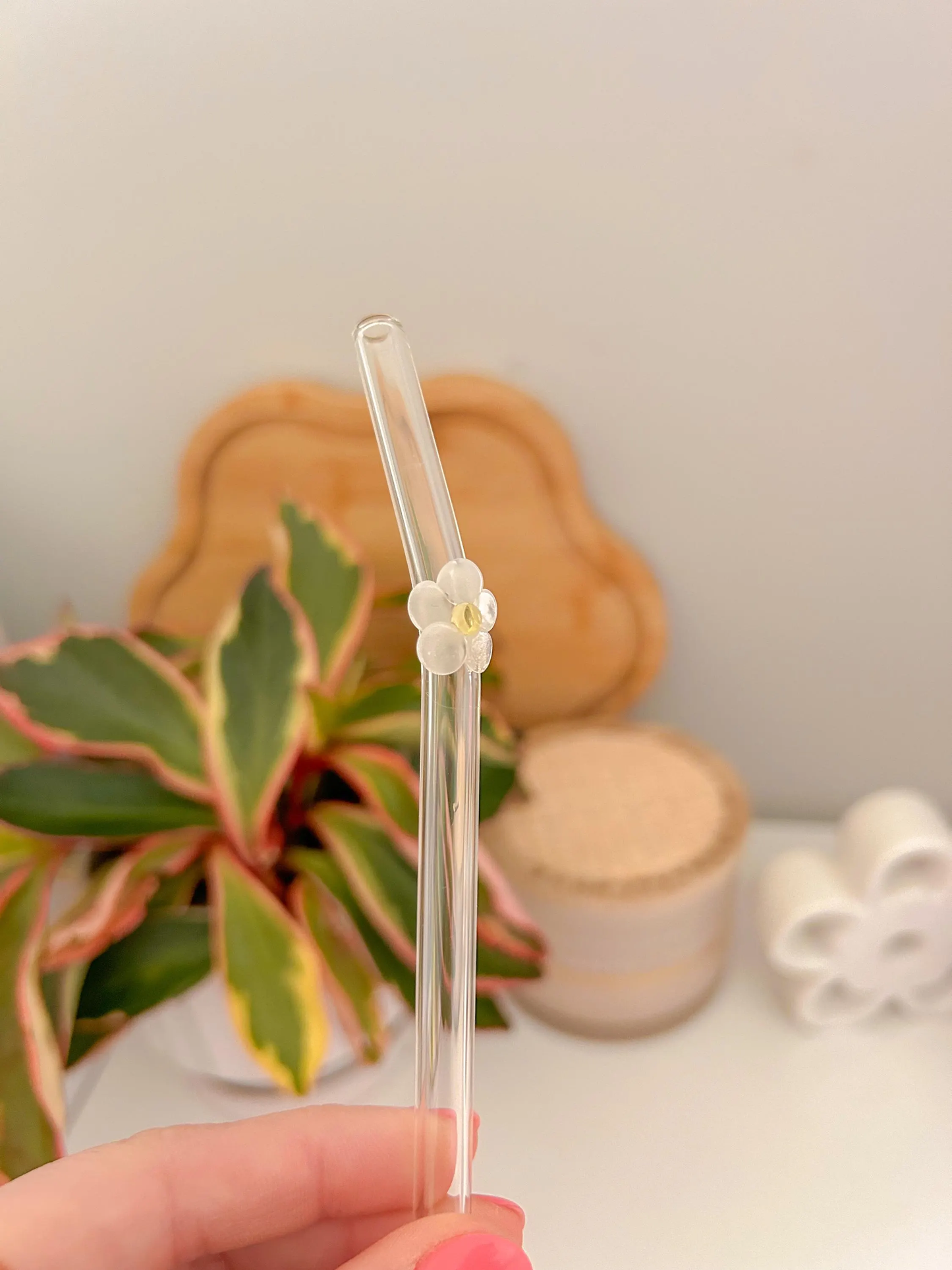 Glass Flower Straw