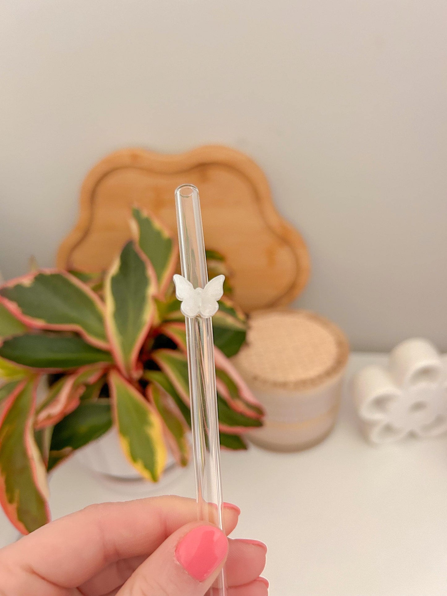 Glass Butterfly Straw